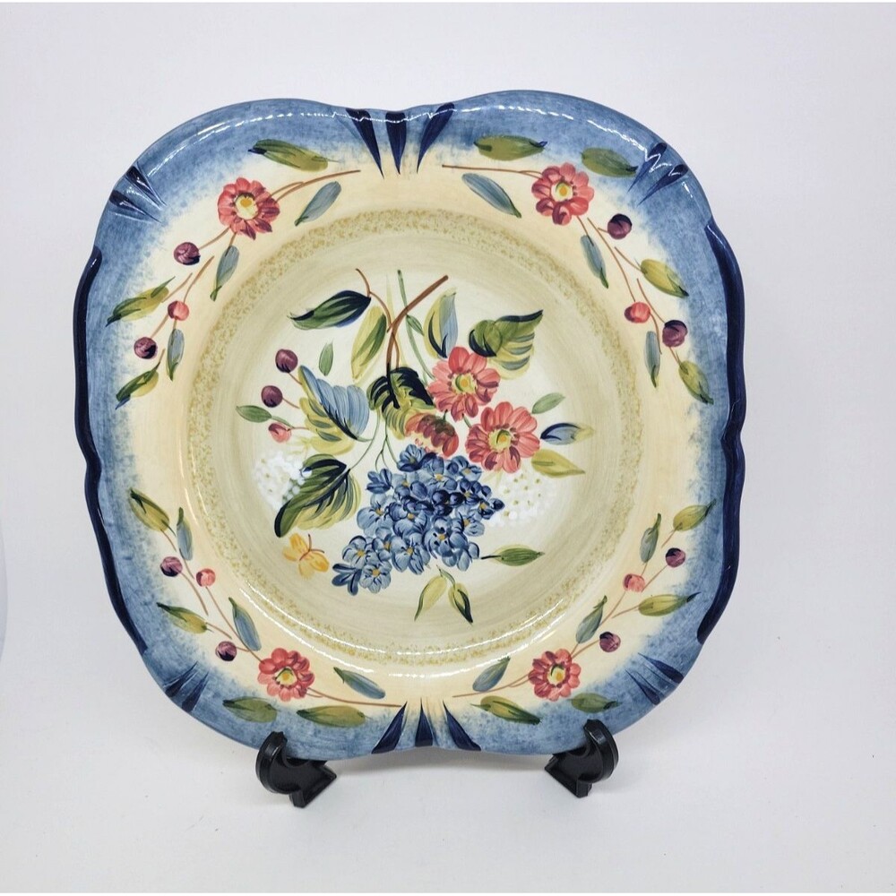 Certified International Pamela Gladding Flora Square Dinner Plate 11" chip